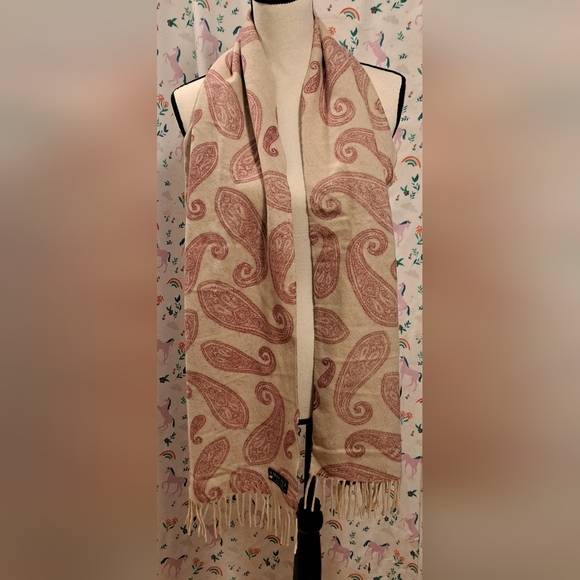 NWOT Amicale Paisley Cashmere Reversible Cottage Casual Boho Neutral Scarf Wrap - Picture 4 of 10